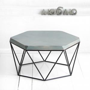 Журнальный стол гексагон в сером цвете (archpole) серый 76x37x66 см. Archpole. Цвет: серый