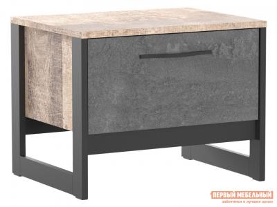 Прикроватная тумбочка  Хуго Дуб Гранж / Железный камень НК-Мебель. Цвет: серый