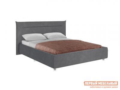 Двуспальная кровать  Альба ПМ Графит, велюр, Без дна короба для белья МебельСон. Цвет: серый