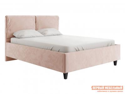 Двуспальная кровать  Лаура ПМ Розовый, микровелюр, 160х200 см Первый Мебельный. Цвет: розовый