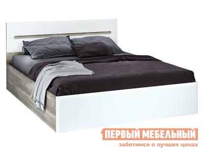 Двуспальная кровать  Наоми Лайт Анатомическое основание с подъемным механизмом , Дуб Каньон / Белый глянец, дном короба для белья, 160х200 см BTS. Цвет: белый