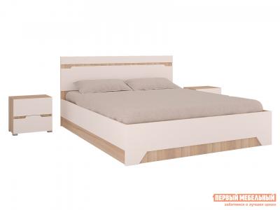 Двуспальная кровать  Анталия Дуб Сонома / Белый Софт, Без подъемного механизма Горизонт. Цвет: белый