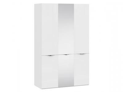 Распашной шкаф  Грегори Белый глянец / Белый, стекло Зеркало, Без дополнительных полок ТриЯ. Цвет: белый