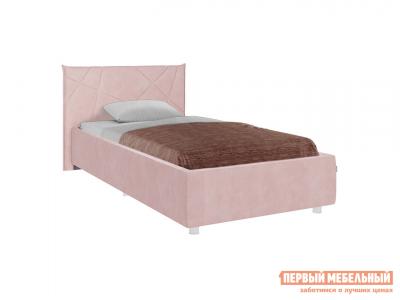Односпальная кровать  Квест ПМ Нежно-розовый, велюр, 90х200 см, Без дна короба для белья МебельСон. Цвет: розовый