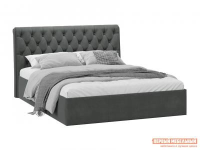 Двуспальная кровать  Скарлет ПМ Графит, велюр, 160х200 см ТриЯ. Цвет: черный