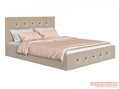 Двуспальная кровать  Колумбия ПМ Кремовый / Коричневый велюр, 1600 Х 2000 мм Первый Мебельный. Цвет: бежевый
