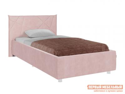 Односпальная кровать  Квест ПМ Нежно-розовый, велюр, 90х200 см, С дном короба для белья МебельСон. Цвет: розовый